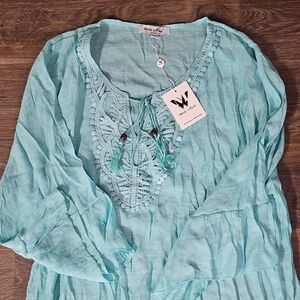 White Mark Turquoise Swim Coverup